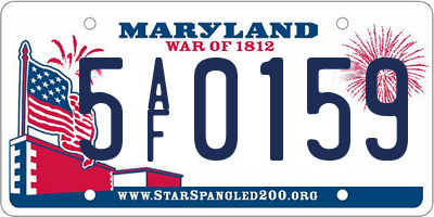 MD license plate 5AF0159