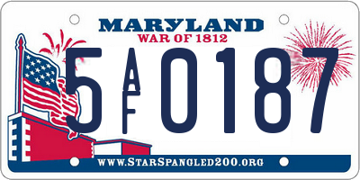 MD license plate 5AF0187