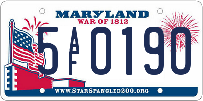 MD license plate 5AF0190