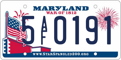 MD license plate 5AF0191