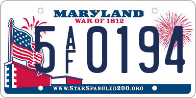 MD license plate 5AF0194