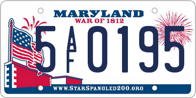 MD license plate 5AF0195