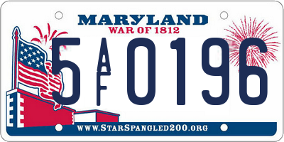 MD license plate 5AF0196
