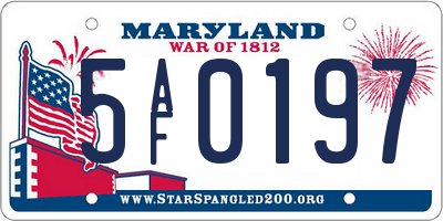 MD license plate 5AF0197