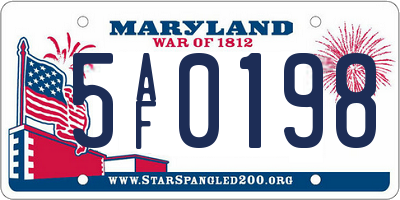 MD license plate 5AF0198