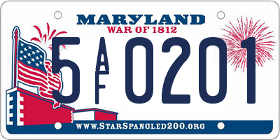 MD license plate 5AF0201