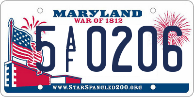 MD license plate 5AF0206