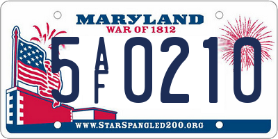 MD license plate 5AF0210