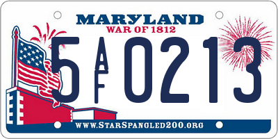 MD license plate 5AF0213