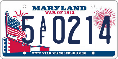 MD license plate 5AF0214