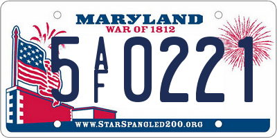 MD license plate 5AF0221