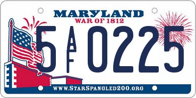 MD license plate 5AF0225