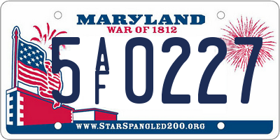 MD license plate 5AF0227