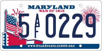 MD license plate 5AF0229