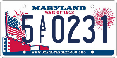 MD license plate 5AF0231