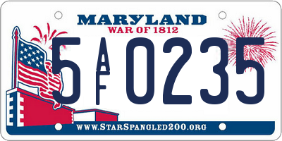 MD license plate 5AF0235