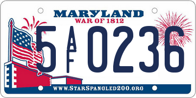 MD license plate 5AF0236