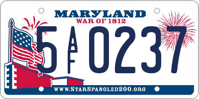 MD license plate 5AF0237