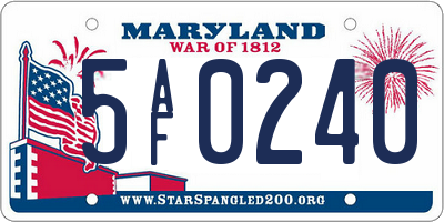 MD license plate 5AF0240