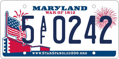 MD license plate 5AF0242