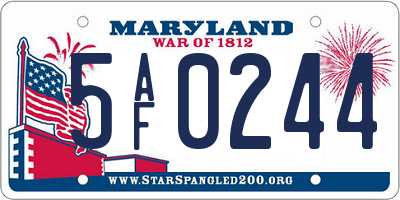 MD license plate 5AF0244