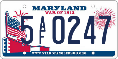 MD license plate 5AF0247