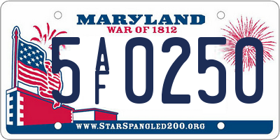 MD license plate 5AF0250