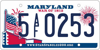 MD license plate 5AF0253