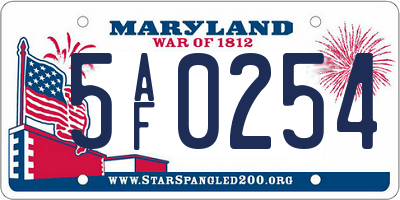 MD license plate 5AF0254