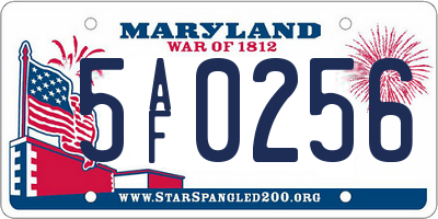 MD license plate 5AF0256
