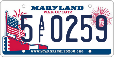 MD license plate 5AF0259