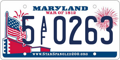 MD license plate 5AF0263