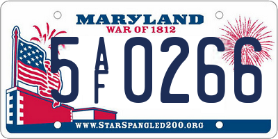 MD license plate 5AF0266