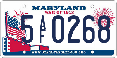 MD license plate 5AF0268