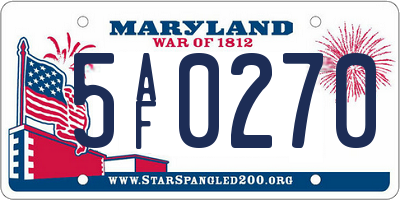 MD license plate 5AF0270