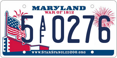 MD license plate 5AF0276