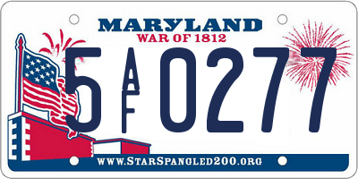 MD license plate 5AF0277