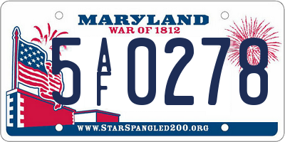 MD license plate 5AF0278