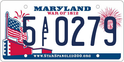 MD license plate 5AF0279