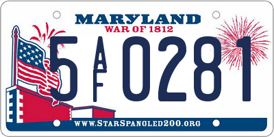 MD license plate 5AF0281