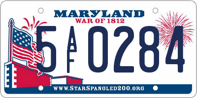 MD license plate 5AF0284