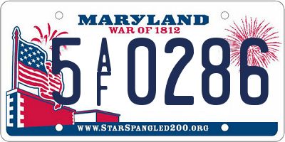 MD license plate 5AF0286