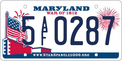 MD license plate 5AF0287
