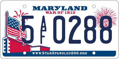 MD license plate 5AF0288