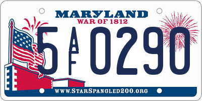MD license plate 5AF0290
