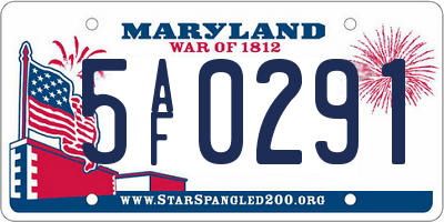 MD license plate 5AF0291