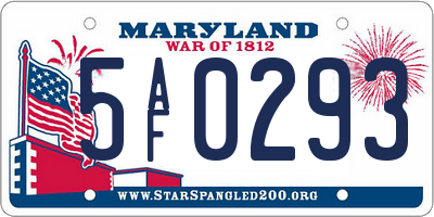 MD license plate 5AF0293