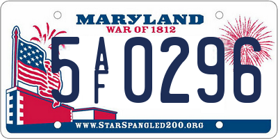MD license plate 5AF0296