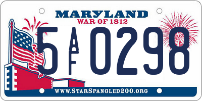 MD license plate 5AF0298