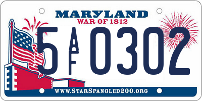 MD license plate 5AF0302
